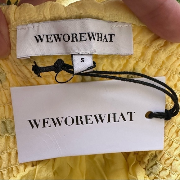 WeWoreWhat Dress Smocked Maxi Off Shoulder Watercolor Ditsy Yellow S NWT New - Picture 8 of 12